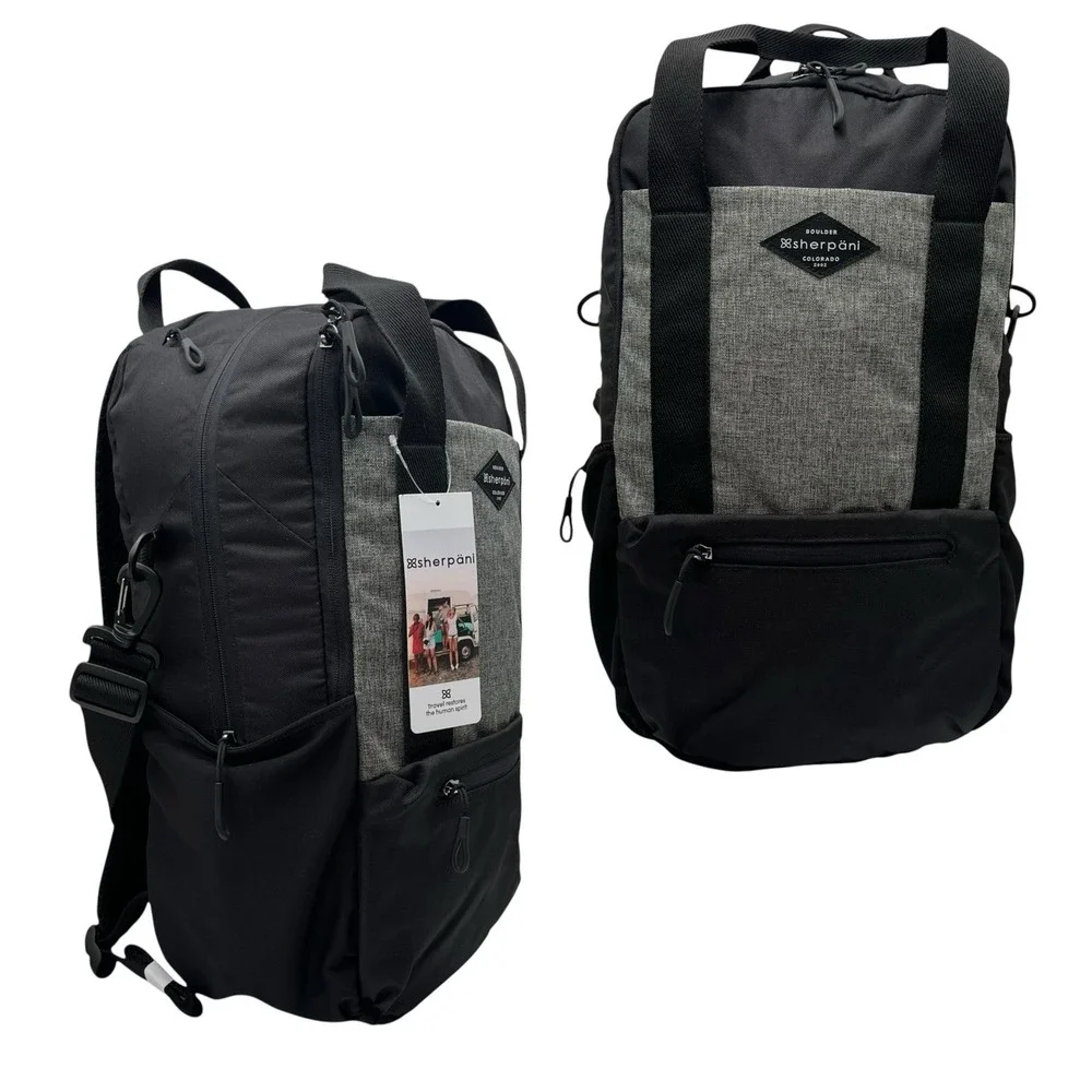 Sherpani Unisex Camden Backpack Black Dark Gray RFID-blocking Fits 14